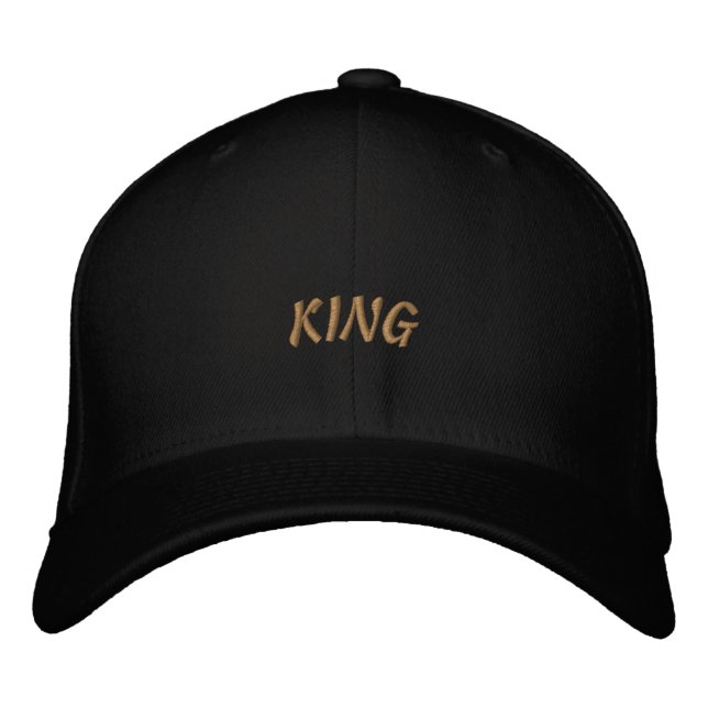 KING Printed Flexfit Wool-Hat Stylish Black Colour Embroidered Hat (Front)