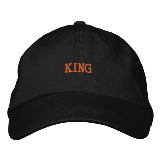 KING Printed Text  Embroidered Black Hats Caps  (Front)