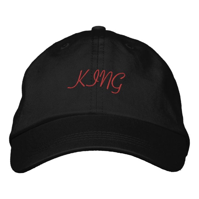 King Printed Text Name Gift your loved one Superb Embroidered Hat (Front)