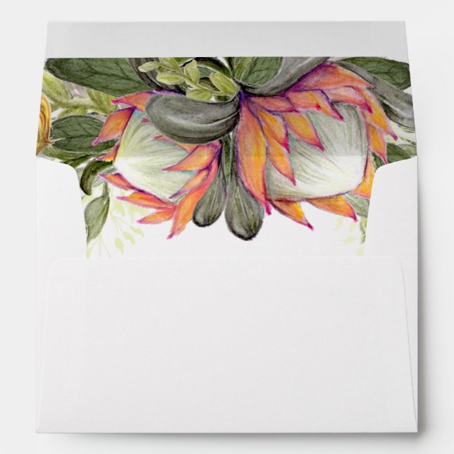 King Protea Bouquet Wedding invitation envelope (Back (Bottom))