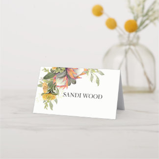 King Protea Bouquet Wedding place card
