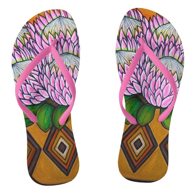 King Protea Custom Adult, Slim Straps Flip Flops (Footbed)