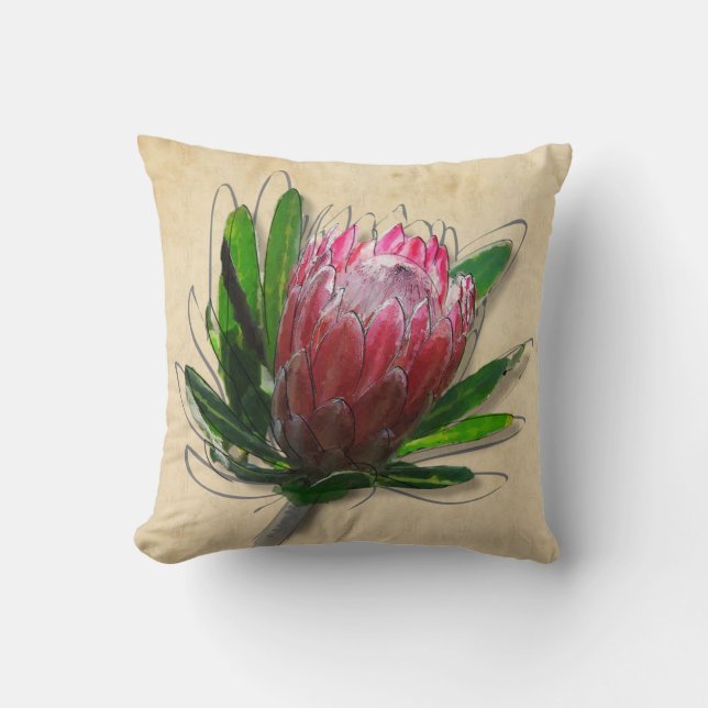 King Protea Flower Pillow. Cushion (Front)