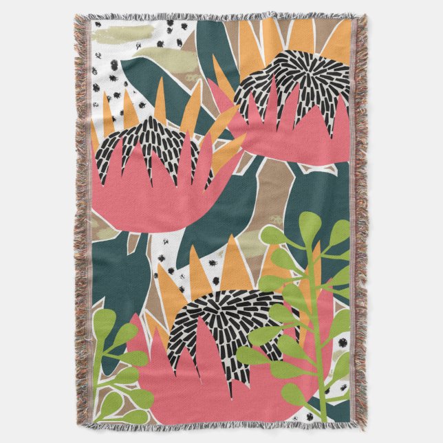 King Protea I Throw Blanket (Front Vertical)