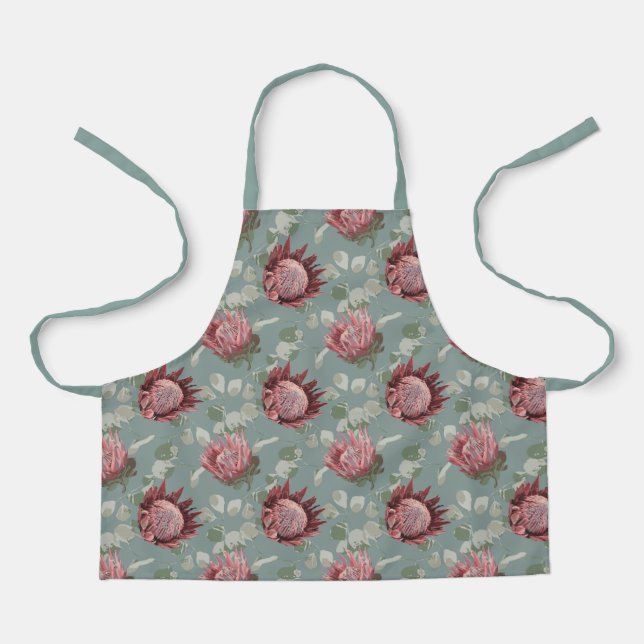 King Protea on Sea foam Apron (Front)