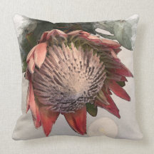 King Protea Watercolor Paper design Pillow