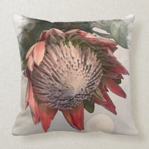 King Protea Watercolor Paper design Pillow