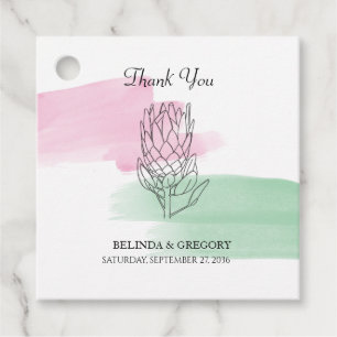 King Protea Watercolor Wedding Gift Favour Tags