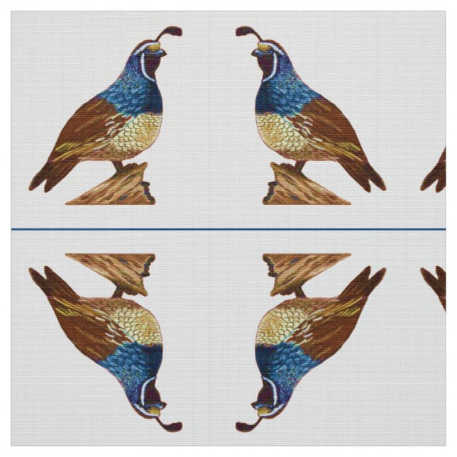 King Quail in White Fabric (Swatch)