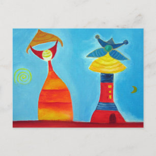 King Queen Abstract Art Postcard