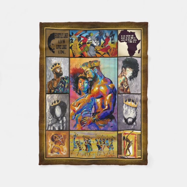 King Queen African Culture Bedding Fleece Blanket (Front)