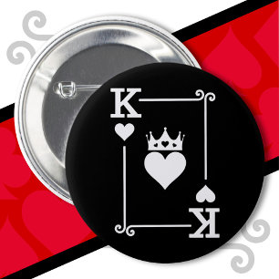 King & Queen Hearts Matching Couple King of Hearts 6 Cm Round Badge