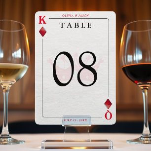 King & Queen of Diamonds Playing Card Table Number