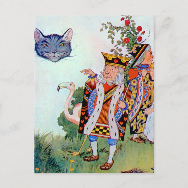 King & Queen of Hearts, Alice & the Cheshire Cat Postcard (Front)