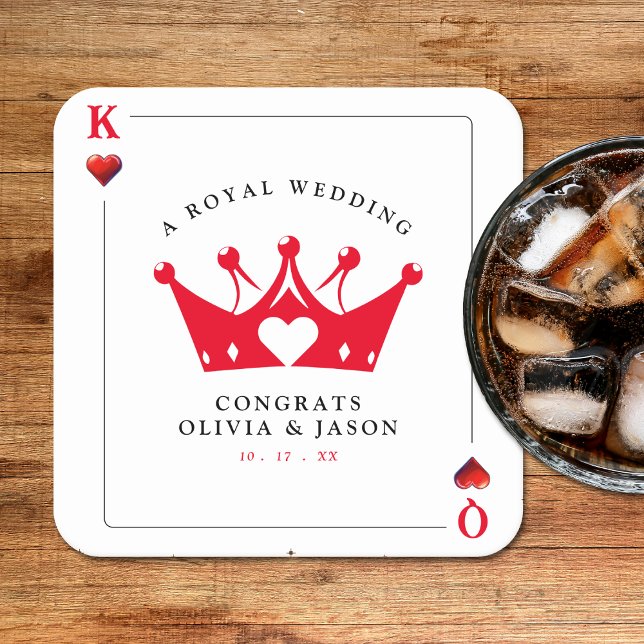 King & Queen of Hearts Casino Poker Card Wedding Square Paper Coaster (King & Queen of Hearts Casino Poker Card Wedding Square Paper Coaster
)