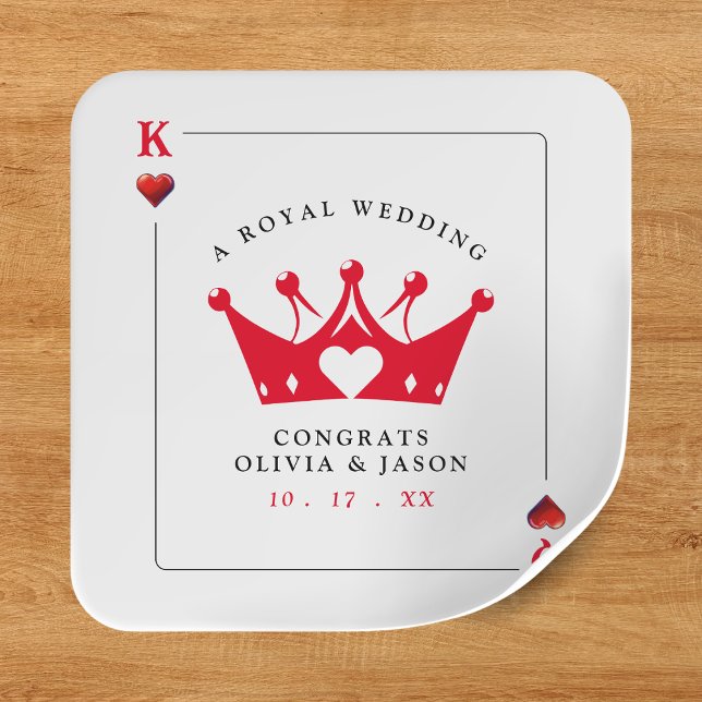 King & Queen of Hearts Casino Poker Card Wedding Square Sticker (King & Queen of Hearts Casino Poker Card Wedding Square Sticker
)
