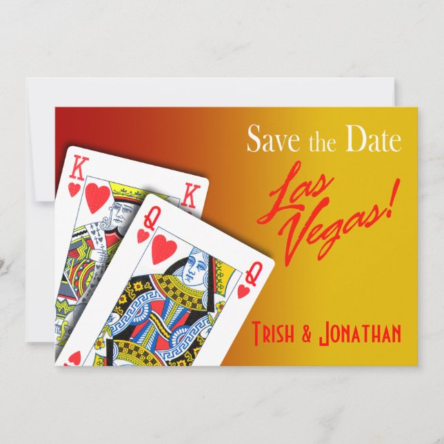 King & Queen of Hearts Las Vegas Wedding yellow Save The Date (Front)