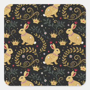 King & Queen of Hearts Rabbits Square Sticker