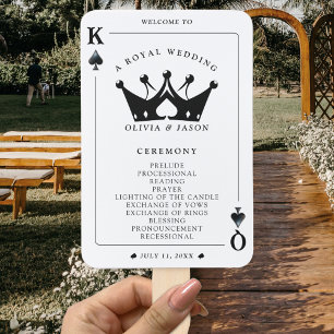 King & Queen of Spades Poker Card Wedding Program Hand Fan