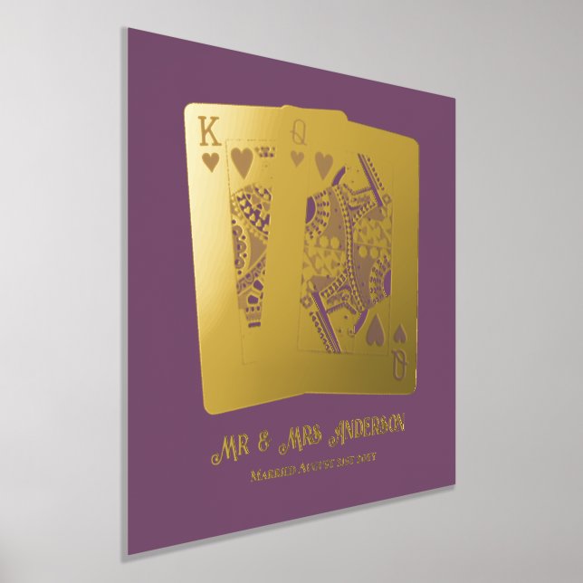 King Queen Playing Cards Newlywed Anniversary Gift Foil Prints (Laydown)