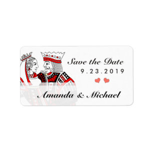 King & Queen Playing Cards Save the Date Label