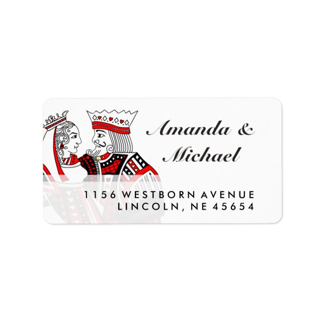 King & Queen Playing Cards Wedding Address Labels (Front)