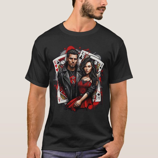 King & Queen Street Art T-Shirt Bold Red & Black (Front)