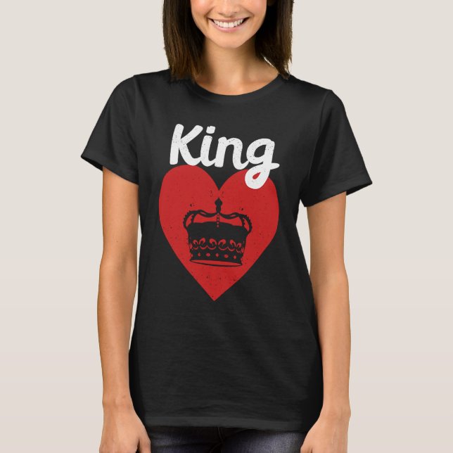 King Red Heart Crown Silhouette Couples Man Woman  T-Shirt (Front)