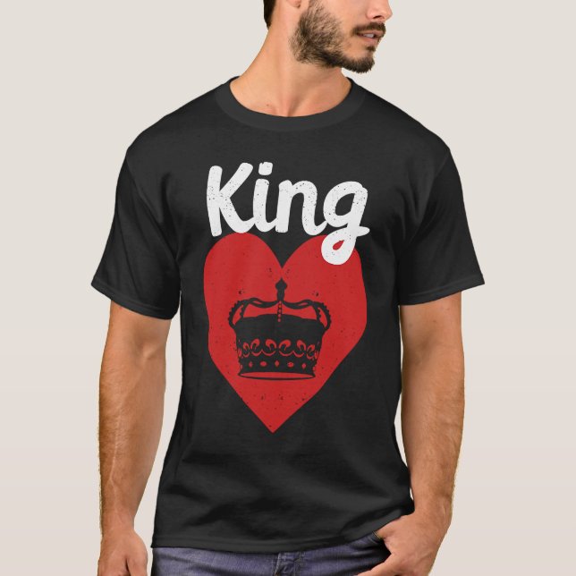 King Red Heart Crown Silhouette Couples Man Woman  T-Shirt (Front)