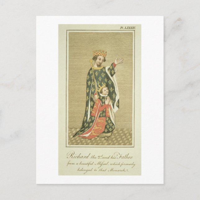 King Richard II (1367-1400) with his father Edward Postcard (Front)