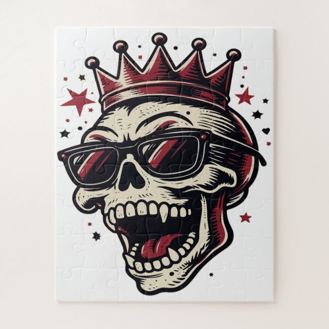 King Rockstar Skull with Sunglasses Jigsaw Puzzle (Vertical)