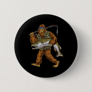 King Salmon Fishing Trout Hunting Bigfoot Fisherme 6 Cm Round Badge