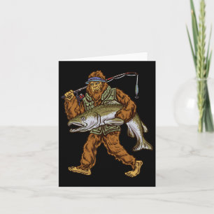 King Salmon Fishing Trout Hunting Bigfoot Fisherme Card