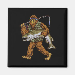King Salmon Fishing Trout Hunting Bigfoot Fisherme Magnet
