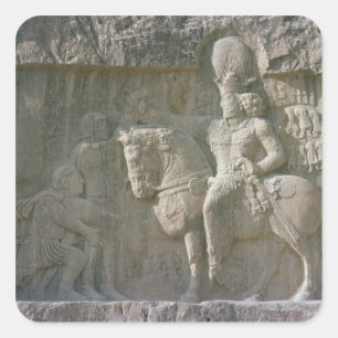 King Shapur I and Valerian Sassanian Square Sticker