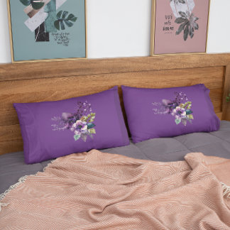 King Size Purple Floral Design Pillowcase