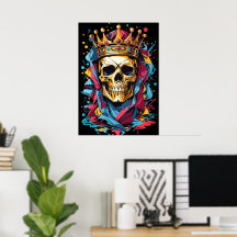 King Skull Scary Poster Wall Decor