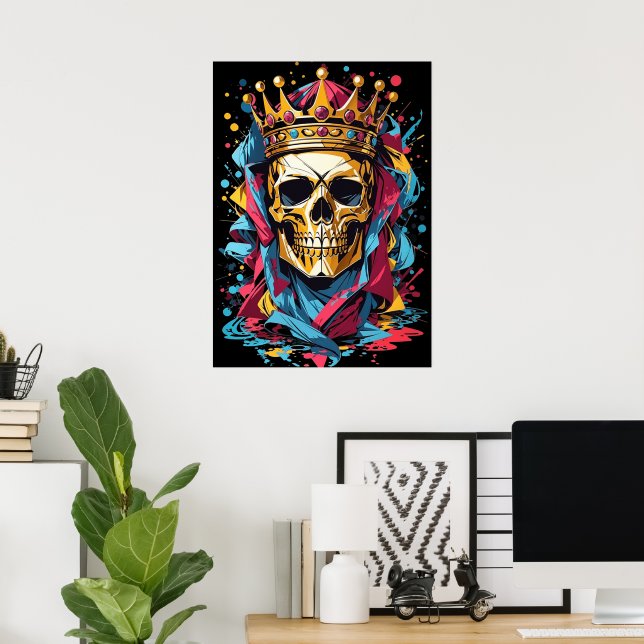 King Skull Scary Poster Wall Decor (Home Office)