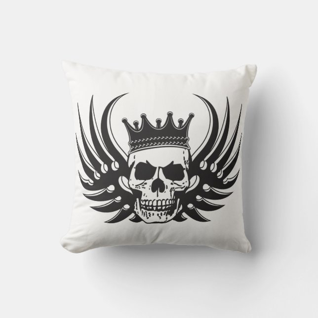 King Skull with Wings Cushion (Front)
