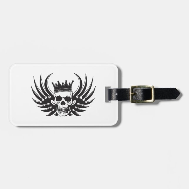 King Skull with Wings Luggage Tag (Front Horizontal)