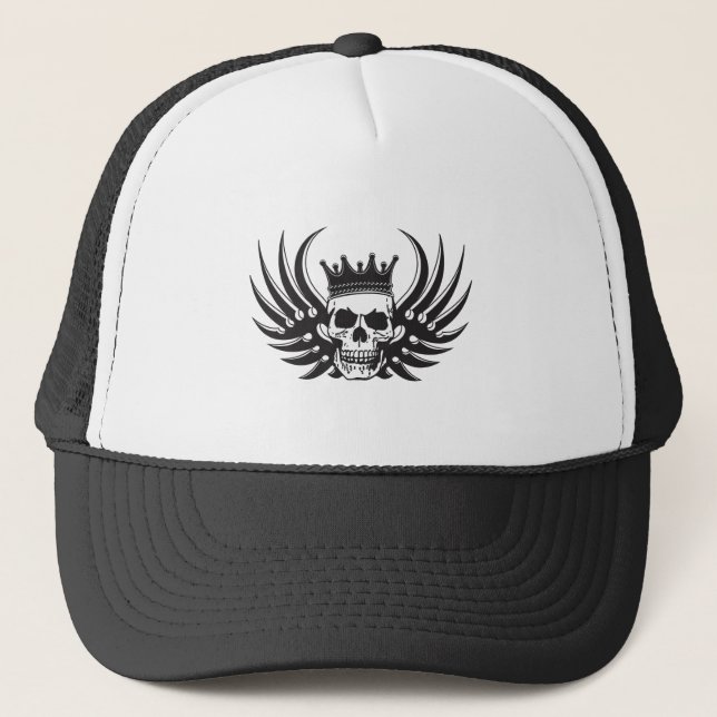 King Skull with Wings Trucker Hat (Front)