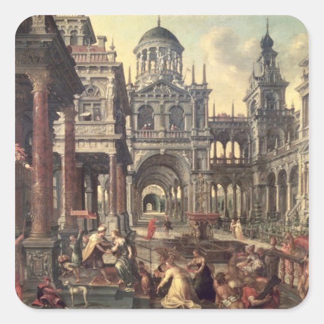 King Solomon and the Queen of Sheba Square Sticker (Front)