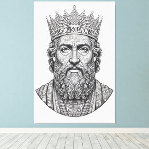 King Solomon Calligraphy Portrait - Vintage Script Canvas Print