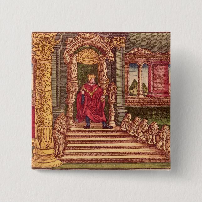 King Solomon on his throne, 1st Edition 15 Cm Square Badge (Front)