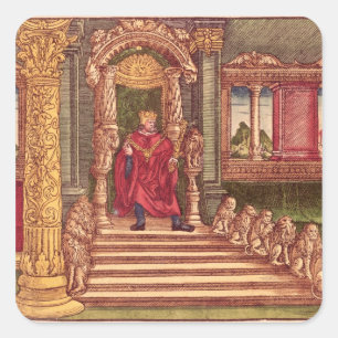 King Solomon on his throne, 1st Edition Square Sticker