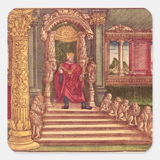 King Solomon on his throne, 1st Edition Square Sticker (Front)