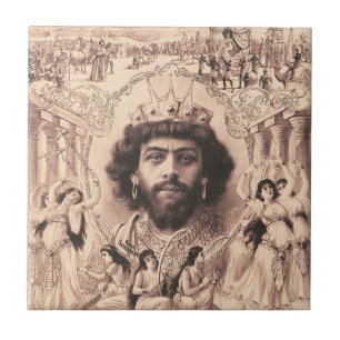 King Solomon Surrounded By Dancing Girls Tile