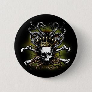 King Squid Skull 6 Cm Round Badge