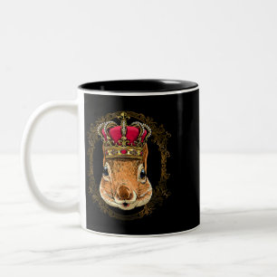 King Squirrel Wearing CrownQueen Squirrel Animal 3 Two-Tone Coffee Mug
