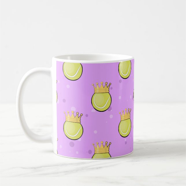 King Tennis - Seamless Pattern on Purple  Coffee Mug (Left)